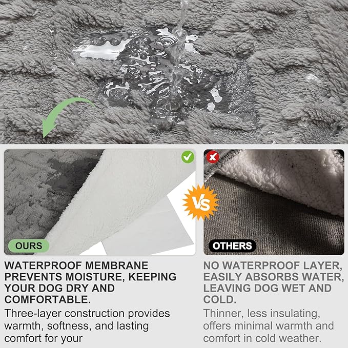 BEAUTYZOO Waterproof Dog Blankets for Medium Large Dogs Washable- Reversable Dog Blanket for Furniture, Sofa, Couch, Crate, Car- Soft Sherpa Dog Throw Plush Pet Bed Blanket Cat Puppy, 40"x60" Grey