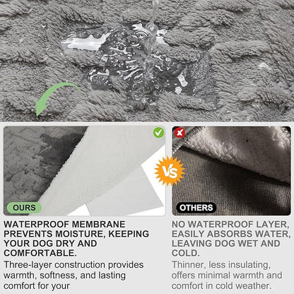 BEAUTYZOO Waterproof Dog Blankets for Medium Large Dogs Washable- Reversable Dog Blanket for Furniture, Sofa, Couch, Crate, Car- Soft Sherpa Dog Throw Plush Pet Bed Blanket Cat Puppy, 40"x60" Grey