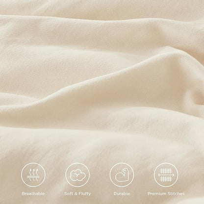 Andency Beige Twin Size Comforter Set, 2 Pieces Boho Lightweight Fluffy Ruffle Bedding Set & Collections, All Season Soft Microfiber Farmhouse Shabby Chic Bed Set for Kids (66x90In Comforter)