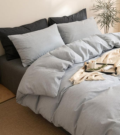 VM VOUGEMARKET Grey Stripes Comforter Set Twin XL Teen Boys Men Down Comforter with 2 Pillowcases,Modern Luxury Pinstriped Bedding Quilt Set 68"x90"