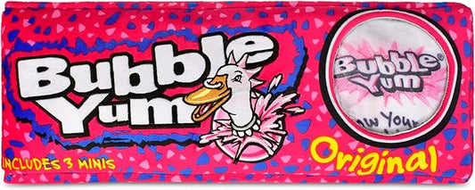 iscream Bubble Yum Package 17" x 6" Pillow Set with Three Bubblegum Pieces in Plush Wrappers