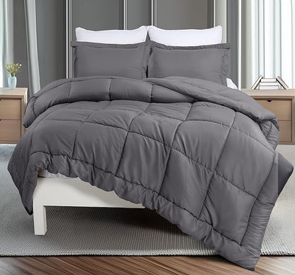 Utopia Bedding Queen Comforter Set - 3 Piece Grey Comforters Queen Size Bed Set - Down Alternative Duvet Insert Includes 1 All Season Comforter (88 x 88 in) and 2 Pillow Shams (20 x 26 in)