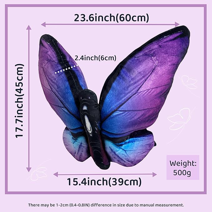 Butterfly Decorations Pillow Decorative Throw-Pillow Stuffed Animal Plush Gifts for Women Decor for Room Home Garden 24.4" x 16.5"