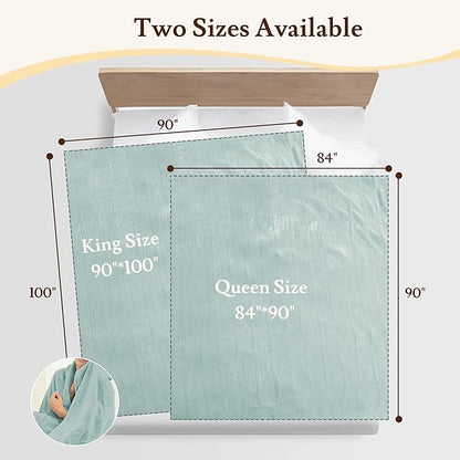 Electric Heated Blanket 84"x90" Queen Size - 4 Heat Settings & Dual Controllers, 10H Auto Shut Off, Ultra-Soft Coral Fleece Heated Blanket with Overheat Protection, Mint Green