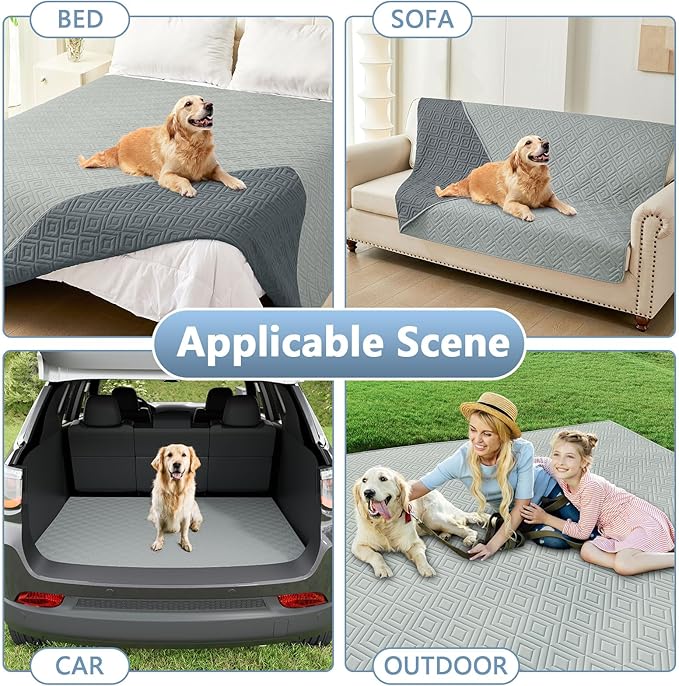hyha Waterproof Dog Blanket, Soft Dog Bed Cover Pet Blankets, Waterproof Sofa Couch Cover for Dogs Washable, Reversible Pet Couch Covers for Sofa Furniture (40x90 Inch, Grey/Dark Grey)