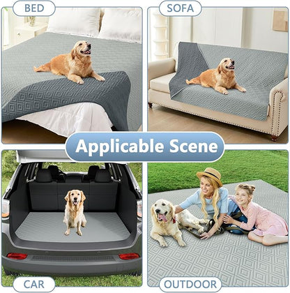 hyha Waterproof Dog Blanket, Soft Dog Bed Cover Pet Blankets, Waterproof Sofa Couch Cover for Dogs Washable, Reversible Pet Couch Covers for Sofa Furniture (82x120 Inch, Grey/Dark Grey)