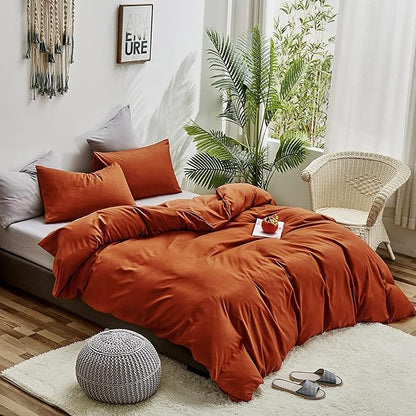 Pureant Burnt Orange Comforter Set Queen Size Terracotta Bedding Sets Rust Caramel Quilts Cotton for Women Girls Soft Boho Caramel Queen Size Comforter Sets Reddish Orange Blankets Durable