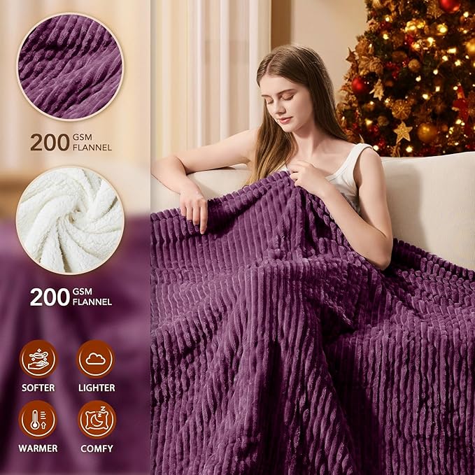 Homemate Electric Heated Blanket Twin Size - 62"x84" Heating Blanket Twin Size 1/2/4/6/8 Hours Auto-Off 10 Heat Level Over-Heat Protection Soft Flannel Sherpa ETL Certification