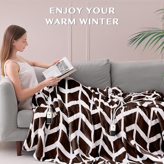 VENTIMI Electric Blanket Queen Size, 84" x 90" Heated Blanket with 9 Heat Levels & 2-4-8-10 Hours Auto Off, Fast Heating Blanket with ETL & FCC Certification, Coffee