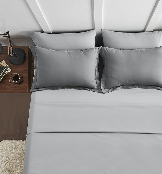 Maple&Stone Oversized Queen Comforter Sets 7 Pieces Bed in a Bag - Down Alternative Bed Set with Comforter, Sheets, Pillowcases & Shams, All Season Lightweight Bedding Set (Grey,98x98)