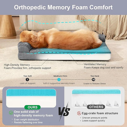 Orthopedic Dog Beds for Large Dogs, Memory Foam Dog Beds Large Sized Dogs, Washable Removable Cover, Nonskid Bottom, Waterproof, for Indoor, Outdoor, Crate ＆ Car Use, 36x27x6 Inches, Dark Grey