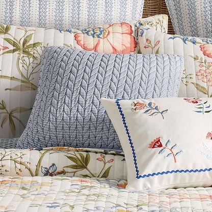 Levtex Home - Maileen - Decorative Pillow (16 x 16in.) - Quilted Stripe - Blue and White