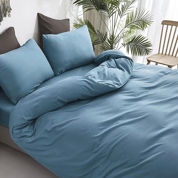 Luxlovery Blue Comforter Set California King Lake Blue Bedding Comforter Set Blanket Quilts Soft Breathable Modern Bedding Set for Cal King Women Men