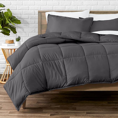 Bare Home Comforter Set - Oversized King Size - Ultra-Soft - Goose Down Alternative - Premium 1800 Series - All Season Warmth (Oversized King, Forged Iron Grey)