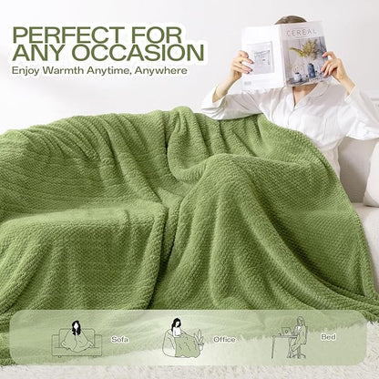 Heated Blanket Electric Blanket Full Size Fuzzy Fleece, 72" x 84" Soft Fluffy Fast Heating Blanket 8 Heating Levels & 10 Hours Auto Off with ETL & FCC Certification, Green