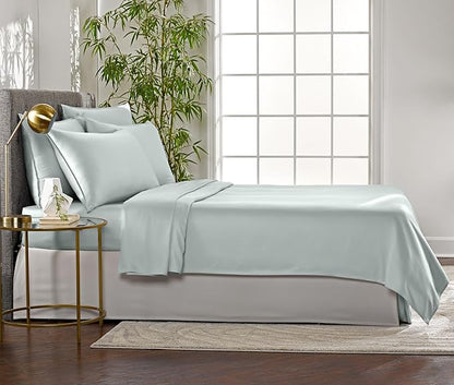 Pure Bamboo King Sheets, Genuine 100% Organic Viscose Derived from Bamboo Bed Sheet Set, Luxuriously Soft & Cooling, Double Stitching, 2 Year Quality Promise (King, Sea Glass) (Pack of 2)
