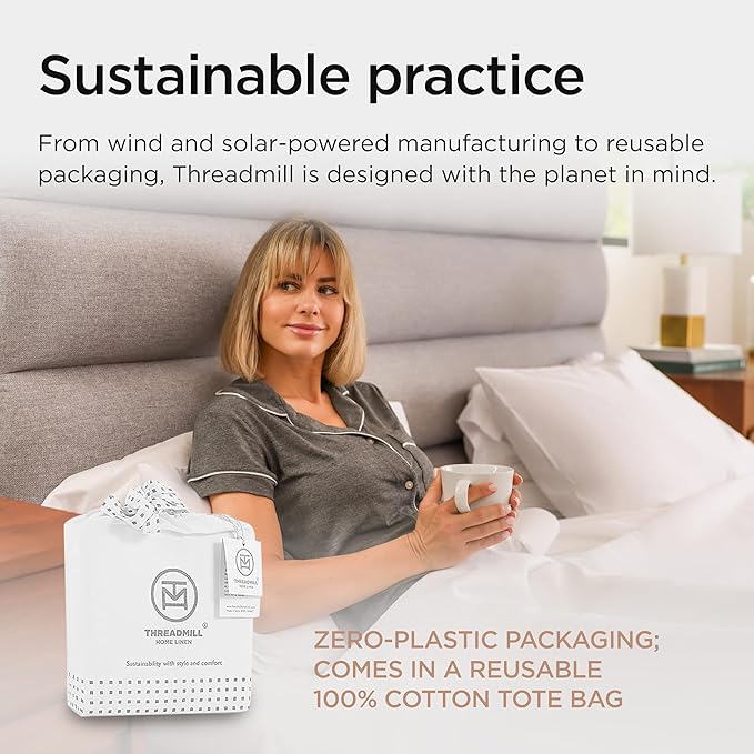 Threadmill Certified 100% American Supima Luxury Cotton Sheets California-King Sheets,1000 Thread Count Sateen Weave, 4 Pc Luxury Bed Sheets Set, Hotel White Sheet with Elasticized Deep Pocket