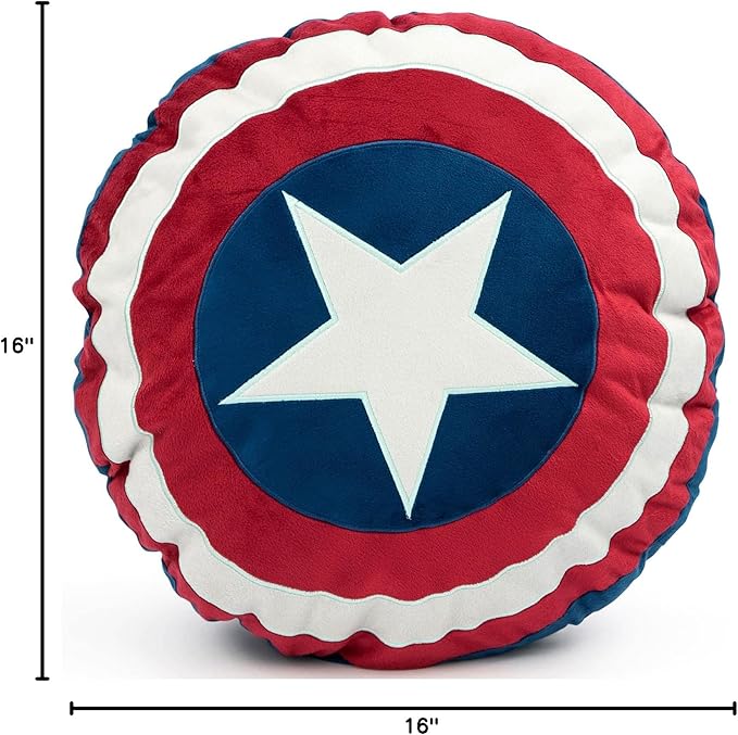 Jay Franco Marvel Avengers Captain America's Shield Shaped Decorative Pillow - Kids Super Soft Throw Plush Pillow - Measures 16 Inches (Official Marvel Product)