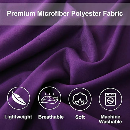 DOWNCOOL Queen Comforter Set, 7Pcs Bedding Sets Queen Dark Purple, All Season Down Alternative Bed in a Bag Queen with Comforter, Flat Sheet, Fitted Sheet, 2 Pillow Shams & 2 Pillowcases