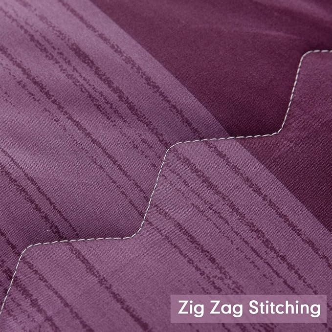 SLEEPBELLA Comforter Queen Size, 600 Thread Count Cotton Grey Paisley & Purple Comforter Sets, Down Alternative Bedding Set 3Pcs(Queen, Purple Paisley)