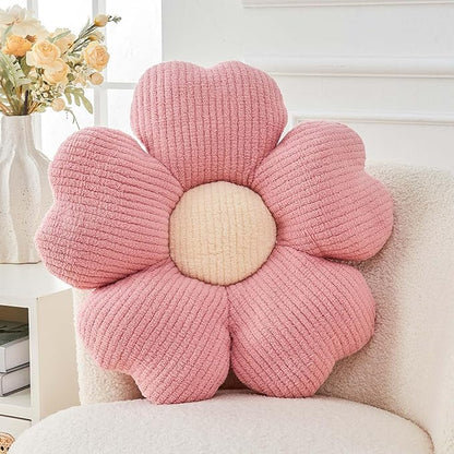 Flower Throw Pillow, Cute Flower Shaped Pillow Decorative Throw Pillow for Bed Couch, Soft Daisy Pillows Floor Seating Cushion Cushions (14.9 Inch Pink)