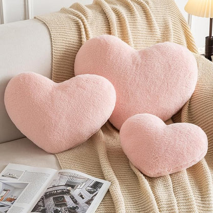 Xiashrk Heart Pillow, Heart Shaped Pillow for Bed Couch, Soft Decorative Heart Throw Pillow, Cute Decorate Pillows, Heart Pillows for Bedroom Living Room (Pink, Mini 12.9"x9.8")