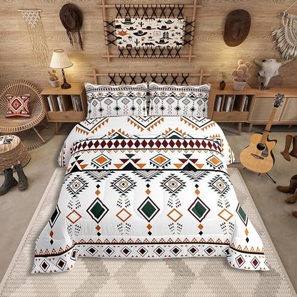 Erosebridal Rustic Western Comforter Set King Size, Bohemian Aztec Southwestern Bedding Set for Kids Boys Teens Adult Bedroom, Vintage American Native Duvet Insert Indian Exotic Geometric Quilt