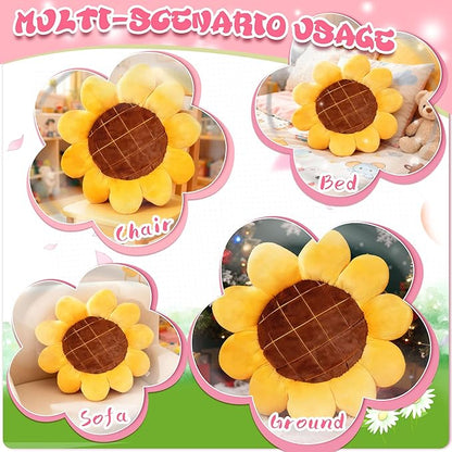 20 inch Sunflowers Shaped Pillow Flower Pillow Aesthetic Decor Soft Plush Pillows Floor Seat Cushion Pillows for Sofa Bed Chair Couch