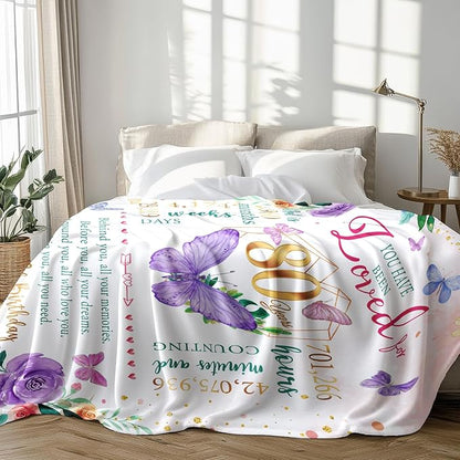ZWERIVP 80th Birthday Gifts for Women, Best Present for 80 Year Old Woman Birthday, 1946 Present for Women Mom, Happy 80yr Bday Gifts Ideas, 80th Woman Bday Decorations Throw Blanket 50"X60"