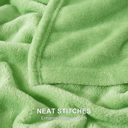 Hansleep Fleece Grass Green King Blanket, Super Soft Flannel Fuzzy Plush Cozy Blanket for All Seasons, Grass Green, King 90x108 Inches