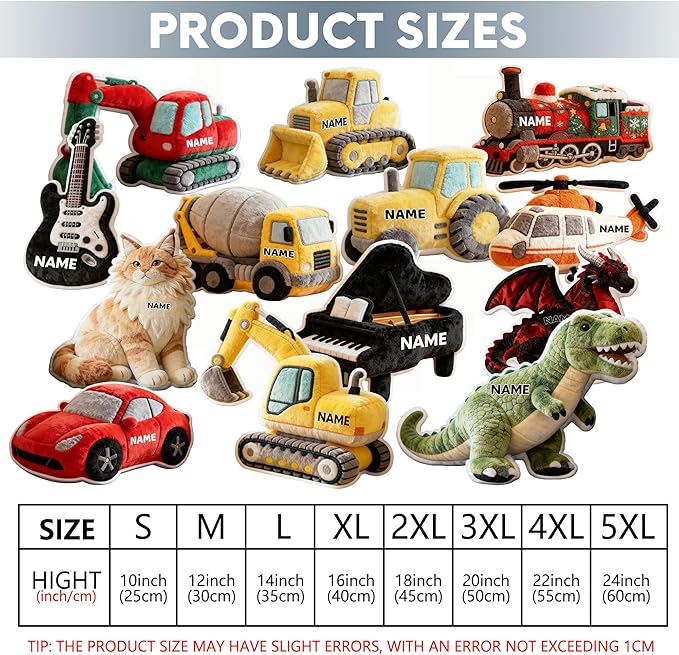 Custom Small Train Shaped Pillow Personalized Double-Sided Printed Cute Pillow Customized Christmas Party Commemorative Gift Sofa Decorative for Boys and Girls 8-32in