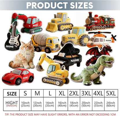 Custom Fire Truck Shaped Pillow Personalized Double-Sided Printed Cute Pillow Customized Christmas Party Commemorative Gift Sofa Decorative for Boys and Girls 8-32in