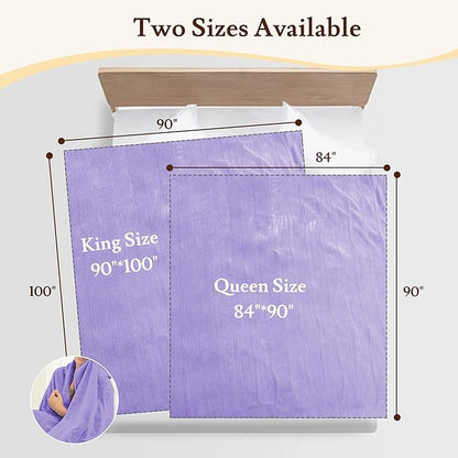 Electric Heated Blanket 90"x100" King Size - 4 Heat Settings & Dual Controllers, 10H Auto Shut Off, Ultra-Soft Coral Fleece Heated Blanket with Overheat Protection, Light Purple