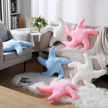 Fumete Starfish Pillow Beach Starfish Shaped Throw Pillows 20'' Stuffed Animal Cute Plush Coastal Decor Ocean Star Pillow Plush Cushion for Bedroom Living Room Sofa Couch(Pink White Blue,3 Pcs)