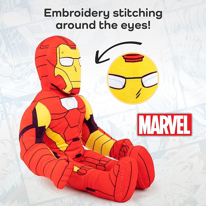 Marvel Super Hero Adventures Toddler Iron Man Plush Stuffed Pillow Buddy - Super Soft Polyester Microfiber, 20 inch (Official Marvel Product)