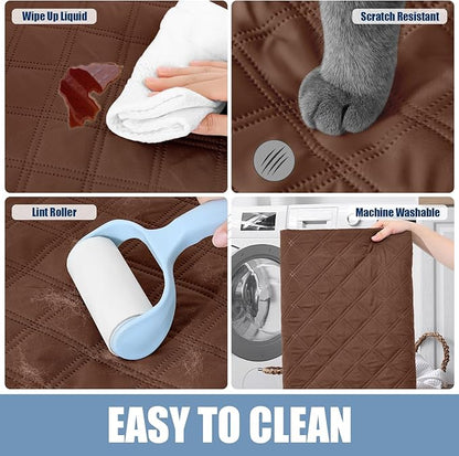 Smiry Waterproof Dog Bed Cover Pet Blanket, Soft Washable Dog Blanket for Furniture Bed Couch Sofa Reversible, Checkered (40"x50", Brown/Chocolate)