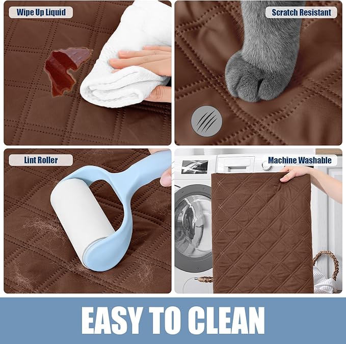 Smiry Waterproof Dog Bed Cover Pet Blanket, Soft Washable Dog Blanket for Furniture Bed Couch Sofa Reversible, Checkered (30"x70", Brown/Chocolate)