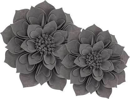 Fennco Styles Handmade 3D Heart-Shaped Petals Flower Decorative Filled Throw Pillow 13" Round - Slate Floral Pillow for Couch, Home Décor and Holiday, Housewarming Gift