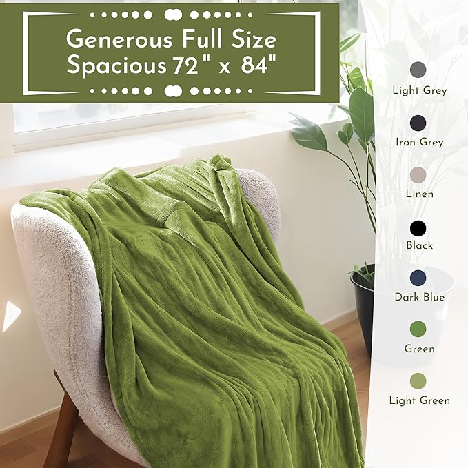 Electric Heated Blanket 72"x84" Full Size Flannel Heated Blanket, Cozy & Warm for All Night, 5 Heat Settings & 10 Hours Auto Off, Machine Washable, Light Grass Green
