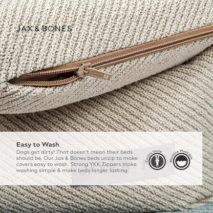 Jax & Bones Dog Bed Napper - Luna Grey Machine Washable Bed For Dogs - Extra Heavy Duty Bolstered Sides - Large Grey Dog Mat Beds | 40 x 32 Inches