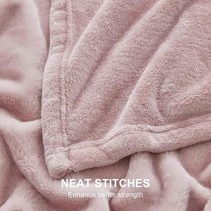 Hansleep Fleece Pink Throw Blanket, Super Soft Flannel Fuzzy Plush Cozy Blanket for All Seasons, Pink, Throw 50x60 Inches