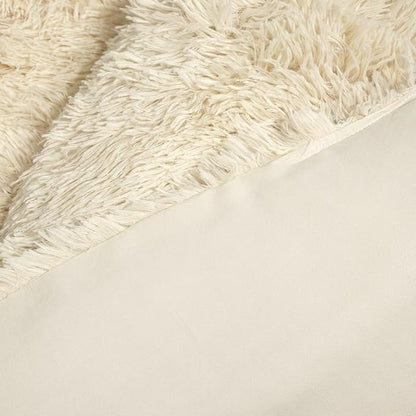 Lush Decor Emma Faux Fur Comforter King Size 3 Piece Set Wheat - Beige Bedding Set King Comforters - Fluffy Comforter - Modern Decor