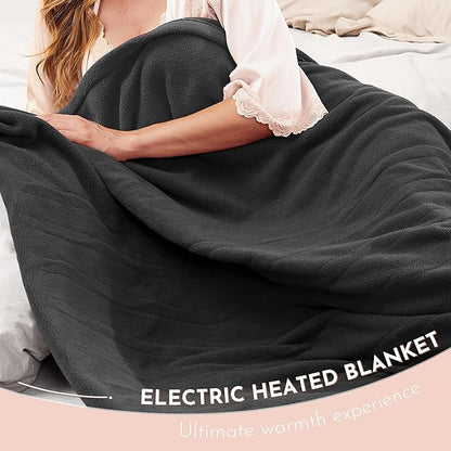 Electric Heated Blanket 72"x84" Full Size Microplush Cover Blanket 4 Heat Settings & 10 Hours Auto Off, Cozy & Breathable, Warm All Night, Iron Grey