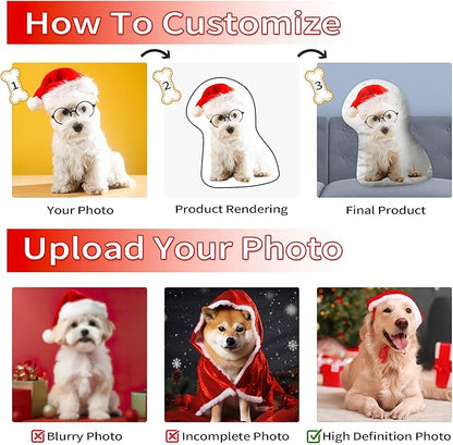 Easycosy Custom Funny Pillow Photo Gifts, Funny White Elephant Gifts for Adults, Personalized Christmas Gag Gifts Stuffed Dog Cat Picture Pillowcase