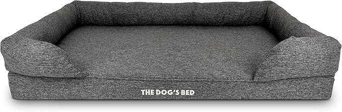 The Dog’s Bed Orthopedic Memory Foam Dog Bed with Bolsters, Linen Fabric, Grey Linen, XXL