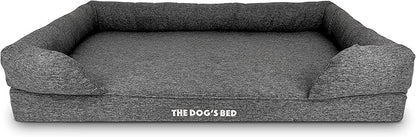 The Dog’s Bed Orthopedic Memory Foam Dog Bed with Bolsters, Linen Fabric, Grey Linen, XXL