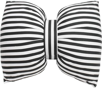 Bow Shaped Pillow, Decorative Sofa Throw Pillows, 17.7" x 13.8", Striped Black and White Reversible Pillow Cushions for Couch Bed Sofa Office Car Decor Neck Waist, Hand Made Cotton, Detachable to Wash