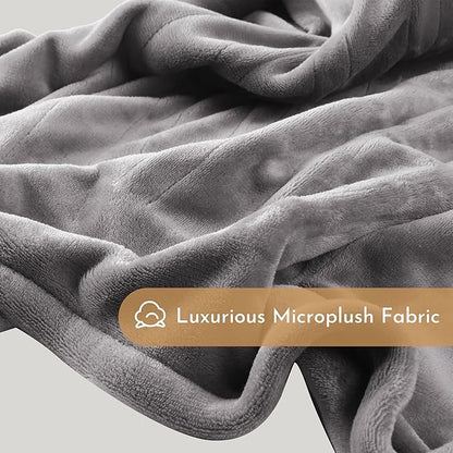 Electric Heated Blanket 72"x84" Full Size Flannel Heated Blanket, Cozy & Warm for All Night, 5 Heat Settings & 10 Hours Auto Off, Machine Washable, Light Grey