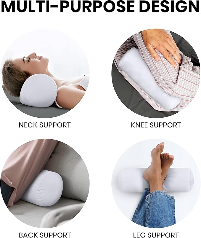 Utopia Bedding Bolster Pillows Insert (Pack of 2, White) - 6 x 16 Inches Bed and Couch Pillows - Indoor Decorative Pillows