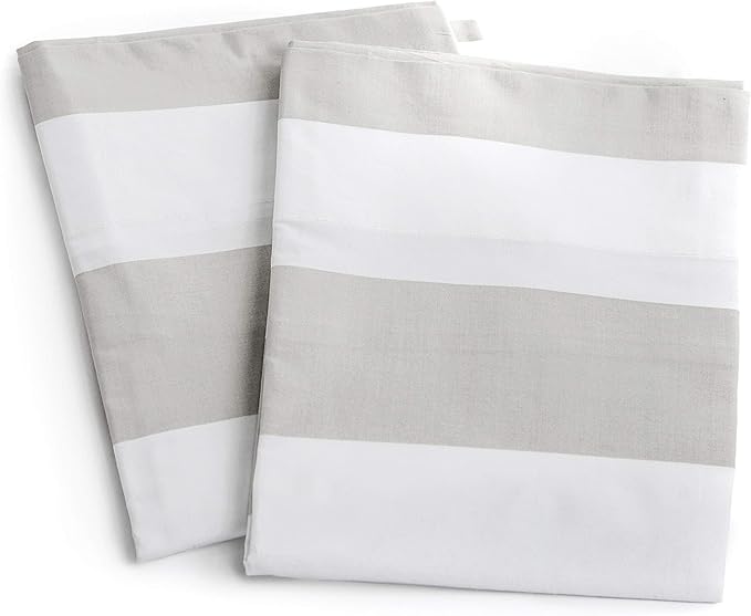 Peru Pima 415 Thread Count Percal California King Sheet Set - 100% Peruvian Pima Cotton, 4 Piece (Flat, Fitted, 2 Pillowcases) - Cooling, Crisp, Deep Pocket, Hotel Quality Bedding - Bold Stripe Grey